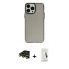 MARSİLYAN™- iPhone 14 Pro Max Kılıf Ahenk Çizgi Prime - Şeffaf Pasifik Cam Ekran Koruyucu + Raze Metal Kamera Lens - GD