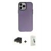 MARSİLYAN™- iPhone 14 Pro Max Kılıf Ahenk Çizgi Prime - Şeffaf Pasifik Cam Ekran Koruyucu + Raze Metal Kamera Lens - GD