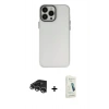 MARSİLYAN™- iPhone 14 Pro Max Kılıf Ahenk Çizgi Prime - Şeffaf Pasifik Cam Ekran Koruyucu + Gümüş Raze Metal Kamera Lens