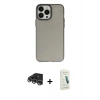 MARSİLYAN™- iPhone 14 Pro Max Kılıf Ahenk Çizgi Prime - Şeffaf Pasifik Cam Ekran Koruyucu + Gümüş Raze Metal Kamera Lens