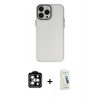 MARSİLYAN™- iPhone 14 Pro Max Kılıf Ahenk Çizgi Prime - Şeffaf Pasifik Cam Ekran Koruyucu + PVD Metal Kamera Lens - TU