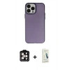MARSİLYAN™- iPhone 14 Pro Max Kılıf Ahenk Çizgi Prime - Şeffaf Pasifik Cam Ekran Koruyucu + PVD Metal Kamera Lens - TU