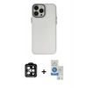 MARSİLYAN™- iPhone 14 Pro Max Kılıf Ahenk Çizgi Prime - Şeffaf Royal Nano Ekran Koruyucu + Turuncu PVD Metal Kamera Lens