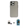 MARSİLYAN™- iPhone 14 Pro Max Kılıf Ahenk Çizgi Prime - Siyah 18D Cam Ekran Koruyucu + Bilvis Titan Kamera Lens - GD