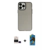 MARSİLYAN™- iPhone 14 Pro Max Kılıf Ahenk Çizgi Prime - Siyah 18D Cam Ekran Koruyucu + Bilvis Titan Kamera Lens - SH