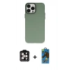 MARSİLYAN™- iPhone 14 Pro Max Kılıf Ahenk Çizgi Prime - Siyah 18D Cam Ekran Koruyucu + Turuncu PVD Metal Kamera Lens