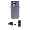 MARSİLYAN™- iPhone 14 Pro Max Kılıf Ahenk Çizgi Prime - Siyah 360 Mat Full Body Arka Koruyucu + Raze Metal Kamera Lens - GS