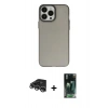 MARSİLYAN™- iPhone 14 Pro Max Kılıf Ahenk Çizgi Prime - Siyah 360 Mat Full Body Arka Koruyucu + Raze Metal Kamera Lens - GS