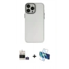 MARSİLYAN™- iPhone 14 Pro Max Kılıf Ahenk Çizgi Prime - Siyah 3D Antistatik Cam Ekran Koruyucu + Gümüş Bilvis Titan Kamera Lens