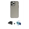 MARSİLYAN™- iPhone 14 Pro Max Kılıf Ahenk Çizgi Prime - Siyah 3D Antistatik Cam Ekran Koruyucu + Raze Metal Kamera Lens - GS