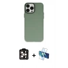 MARSİLYAN™- iPhone 14 Pro Max Kılıf Ahenk Çizgi Prime - Siyah 3D Antistatik Cam Ekran Koruyucu + Turuncu PVD Metal Kamera Lens