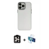 MARSİLYAN™- iPhone 14 Pro Max Kılıf Ahenk Çizgi Prime - Siyah 3D Antistatik Cam Ekran Koruyucu + Turuncu PVD Metal Kamera Lens