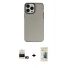 MARSİLYAN™- iPhone 14 Pro Max Kılıf Ahenk Çizgi Prime - Siyah 6D Mat Seramik Hayalet Nano Ekran Koruyucu + Bilvis Titan Kamera Lens - GD