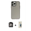 MARSİLYAN™- iPhone 14 Pro Max Kılıf Ahenk Çizgi Prime - Siyah 6D Mat Seramik Hayalet Nano Ekran Koruyucu + PVD Metal Kamera Lens - TU