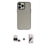 MARSİLYAN™- iPhone 14 Pro Max Kılıf Ahenk Çizgi Prime - Siyah Bilvis 3D Mat Cam Ekran Koruyucu + Bilvis Titan Kamera Lens - GS