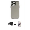 MARSİLYAN™- iPhone 14 Pro Max Kılıf Ahenk Çizgi Prime - Siyah Bilvis 3D Mat Cam Ekran Koruyucu + Raze Metal Kamera Lens - GS