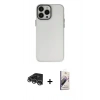 MARSİLYAN™- iPhone 14 Pro Max Kılıf Ahenk Çizgi Prime - Siyah Bilvis 3D Mat Cam Ekran Koruyucu + Raze Metal Kamera Lens - GS