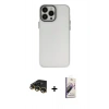 MARSİLYAN™- iPhone 14 Pro Max Kılıf Ahenk Çizgi Prime - Siyah Bilvis 3D Mat Cam Ekran Koruyucu + Raze Metal Kamera Lens - GD