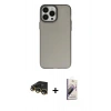 MARSİLYAN™- iPhone 14 Pro Max Kılıf Ahenk Çizgi Prime - Siyah Bilvis 3D Mat Cam Ekran Koruyucu + Raze Metal Kamera Lens - GD