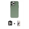 MARSİLYAN™- iPhone 14 Pro Max Kılıf Ahenk Çizgi Prime - Siyah Bilvis 3D Mat Cam Ekran Koruyucu + PVD Metal Kamera Lens - TU