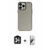 MARSİLYAN™- iPhone 14 Pro Max Kılıf Ahenk Çizgi Prime - Siyah Bilvis 3D Mat Cam Ekran Koruyucu + PVD Metal Kamera Lens - TU