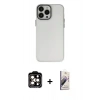 MARSİLYAN™- iPhone 14 Pro Max Kılıf Ahenk Çizgi Prime - Siyah Bilvis 3D Mat Cam Ekran Koruyucu + PVD Metal Kamera Lens - TU