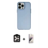 MARSİLYAN™- iPhone 14 Pro Max Kılıf Ahenk Çizgi Prime - Siyah Bilvis 3D Mat Cam Ekran Koruyucu + PVD Metal Kamera Lens - TU