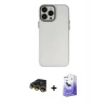 MARSİLYAN™- iPhone 14 Pro Max Kılıf Ahenk Çizgi Prime - Siyah Bilvis 5in1 5D Magic Hayalet Cam Ekran Koruyucu + Raze Metal Kamera Lens - GD
