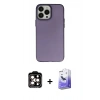 MARSİLYAN™- iPhone 14 Pro Max Kılıf Ahenk Çizgi Prime - Siyah Bilvis 5in1 5D Magic Hayalet Cam Ekran Koruyucu + PVD Metal Kamera Lens - TU