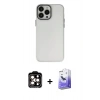 MARSİLYAN™- iPhone 14 Pro Max Kılıf Ahenk Çizgi Prime - Siyah Bilvis 5in1 5D Magic Hayalet Cam Ekran Koruyucu + PVD Metal Kamera Lens - TU