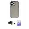 MARSİLYAN™- iPhone 14 Pro Max Kılıf Ahenk Çizgi Prime - Siyah Bilvis 5in1 5D Magic Hayalet Cam Ekran Koruyucu + Raze Metal Kamera Lens - GD