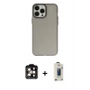 MARSİLYAN™- iPhone 14 Pro Max Kılıf Ahenk Çizgi Prime - Siyah Bilvis Hayalet Cam Ekran Koruyucu + PVD Metal Kamera Lens - TU