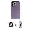 MARSİLYAN™- iPhone 14 Pro Max Kılıf Ahenk Çizgi Prime - Siyah Bilvis Hayalet Cam Ekran Koruyucu + PVD Metal Kamera Lens - TU