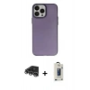 MARSİLYAN™- iPhone 14 Pro Max Kılıf Ahenk Çizgi Prime - Siyah Bilvis Hayalet Cam Ekran Koruyucu + Raze Metal Kamera Lens - GS