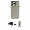 MARSİLYAN™- iPhone 14 Pro Max Kılıf Ahenk Çizgi Prime - Siyah Bilvis Hayalet Cam Ekran Koruyucu + Raze Metal Kamera Lens - GS