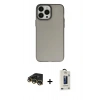 MARSİLYAN™- iPhone 14 Pro Max Kılıf Ahenk Çizgi Prime - Siyah Bilvis Hayalet Cam Ekran Koruyucu + Raze Metal Kamera Lens - GD