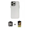MARSİLYAN™- iPhone 14 Pro Max Kılıf Ahenk Çizgi Prime - Siyah Buffer Cam Ekran Koruyucu + PVD Metal Kamera Lens - TU