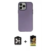 MARSİLYAN™- iPhone 14 Pro Max Kılıf Ahenk Çizgi Prime - Siyah Buffer Cam Ekran Koruyucu + PVD Metal Kamera Lens - TU