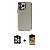 MARSİLYAN™- iPhone 14 Pro Max Kılıf Ahenk Çizgi Prime - Siyah Buffer Cam Ekran Koruyucu + PVD Metal Kamera Lens - TU