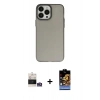 MARSİLYAN™- iPhone 14 Pro Max Kılıf Ahenk Çizgi Prime - Siyah Buffer Hayalet Cam Ekran Koruyucu + Gümüş Bilvis Titan Kamera Lens