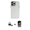 MARSİLYAN™- iPhone 14 Pro Max Kılıf Ahenk Çizgi Prime - Siyah Buffer Hayalet Cam Ekran Koruyucu + Gümüş Bilvis Titan Kamera Lens