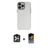 MARSİLYAN™- iPhone 14 Pro Max Kılıf Ahenk Çizgi Prime - Siyah Buffer Hayalet Cam Ekran Koruyucu + PVD Metal Kamera Lens - TU