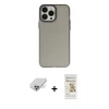 MARSİLYAN™- iPhone 14 Pro Max Kılıf Ahenk Çizgi Prime - Siyah Mat Seramik Nano Ekran Koruyucu + Band Metal Kamera Lens - GD
