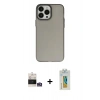 MARSİLYAN™- iPhone 14 Pro Max Kılıf Ahenk Çizgi Prime - Siyah Polymer Nano Ekran Koruyucu + Bilvis Titan Kamera Lens - GS