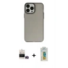MARSİLYAN™- iPhone 14 Pro Max Kılıf Ahenk Çizgi Prime - Siyah Polymer Nano Ekran Koruyucu + Gold Bilvis Titan Kamera Lens