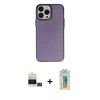 MARSİLYAN™- iPhone 14 Pro Max Kılıf Ahenk Çizgi Prime - Siyah Polymer Nano Ekran Koruyucu + Gold Bilvis Titan Kamera Lens