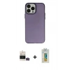 MARSİLYAN™- iPhone 14 Pro Max Kılıf Ahenk Çizgi Prime - Siyah Polymer Nano Ekran Koruyucu + Gold Bilvis Titan Kamera Lens