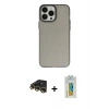 MARSİLYAN™- iPhone 14 Pro Max Kılıf Ahenk Çizgi Prime - Siyah Polymer Nano Ekran Koruyucu + Gold Raze Metal Kamera Lens