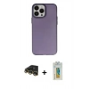 MARSİLYAN™- iPhone 14 Pro Max Kılıf Ahenk Çizgi Prime - Siyah Polymer Nano Ekran Koruyucu + Gold Raze Metal Kamera Lens