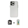 MARSİLYAN™- iPhone 14 Pro Max Kılıf Ahenk Çizgi Prime - Siyah Polymer Nano Ekran Koruyucu + PVD Metal Kamera Lens - TU